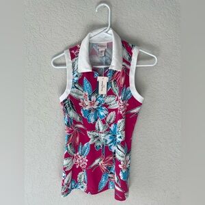 Tommy Bahama Women floral Golf tank top 1/4 Zip NWT